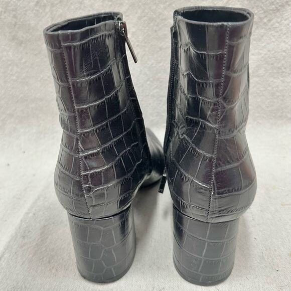 Marc Fisher Crocodile Daith Pointed Toe Block Heel Zip-Up Leather Boota Size 10M - Picture 4 of 13